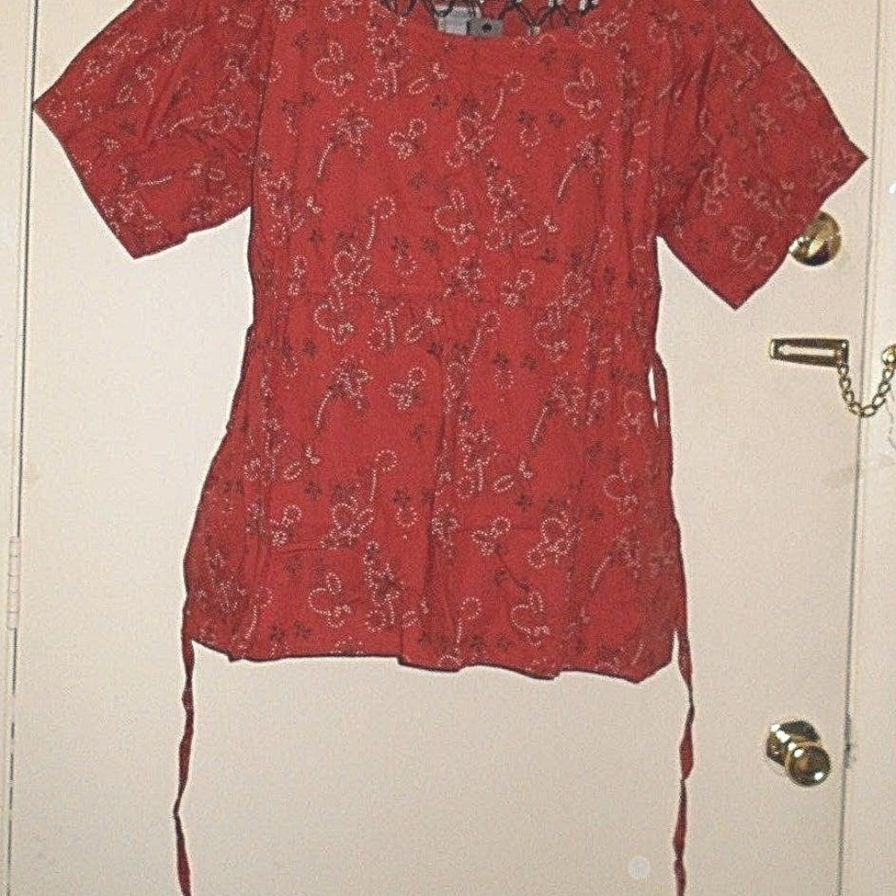 Floral Print Cotton Soft Comfy Tie Back Cute Fun Shirt Blouse Top - Picture 3 of 3